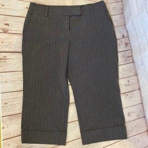 Apt. 9 Stretch Maxwell Pinstripe Gray Cuffed Capri Slacks Work Pants 16